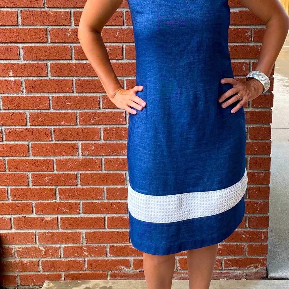 Liz Claiborne size 10 jean-look dress with lace
